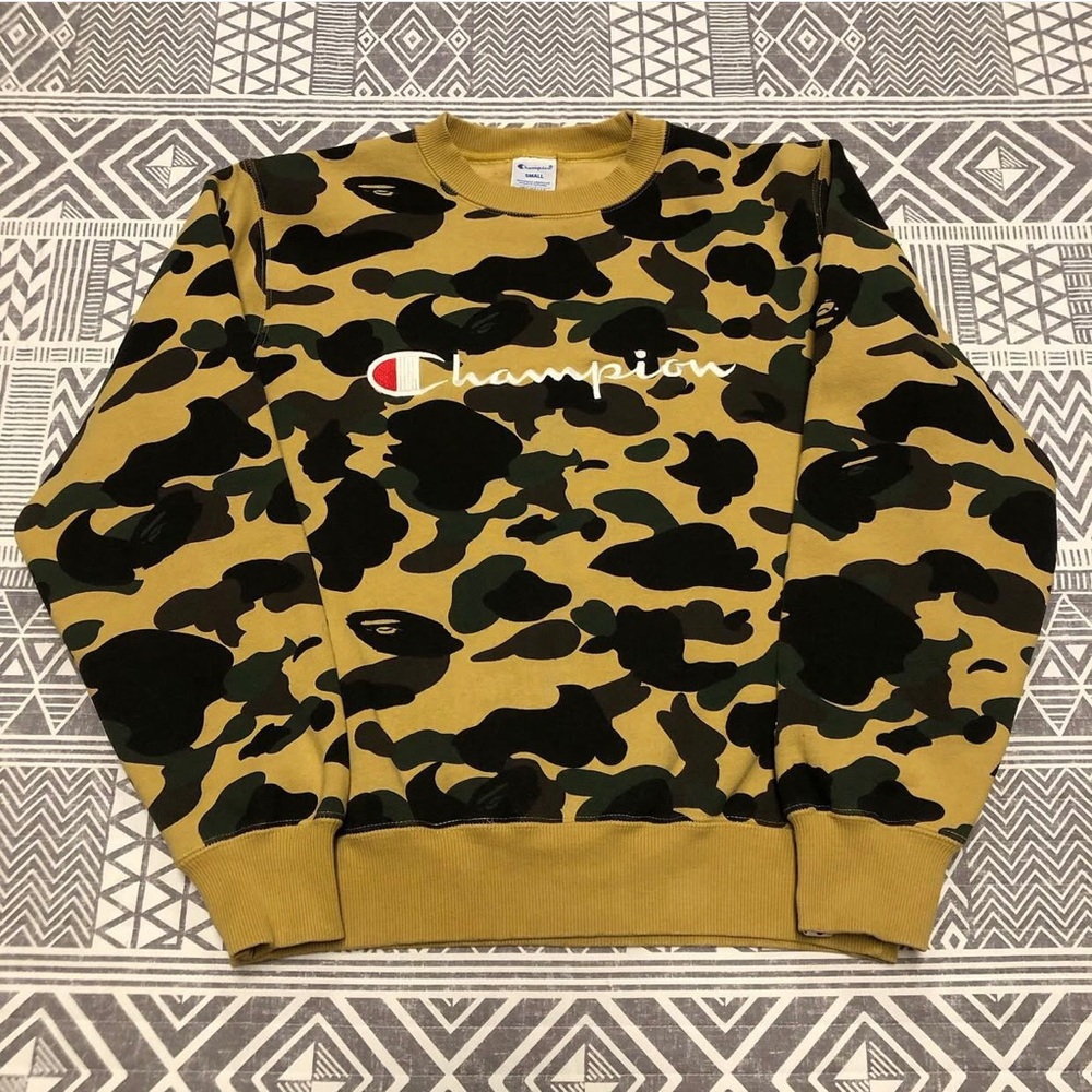A Bathing Ape Bape X Champion 1st Camo Crewneck Size Small